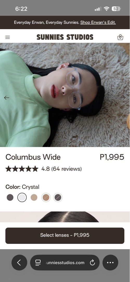 Sunnies Studios Columbus Wide Eyeglasses Frames in Crystal (Category: Sunglasses & Eyewear) located in Mandaluyong City. Submitted by bbcage (Listing ID 1469878912, Image 3). Description: - Was used for a little more than 1 yr, but mostly only used at home and not outside - no damages, but has wear and tear. in good condition still, and is very sturdy - lenses have grade, can just have it changed at the sunnies store - nose pads are still useable