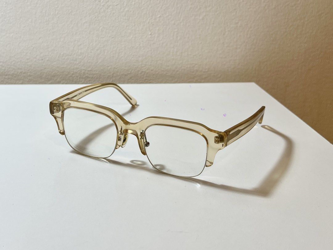 Sunnies Studios Leonard Eyeglasses Frames in Pale Nude (Category: Sunglasses & Eyewear) located in Mandaluyong City. Submitted by bbcage (Listing ID 1469878911, Image 3). Description: - Used from around 2022-2024, then was just stored - No damages to the frames and are still comfy and wearable, but the plastic is a little scuffed already - Pale nude color has already yellowed a little bit, but they are still cute if u like the buttery color - len