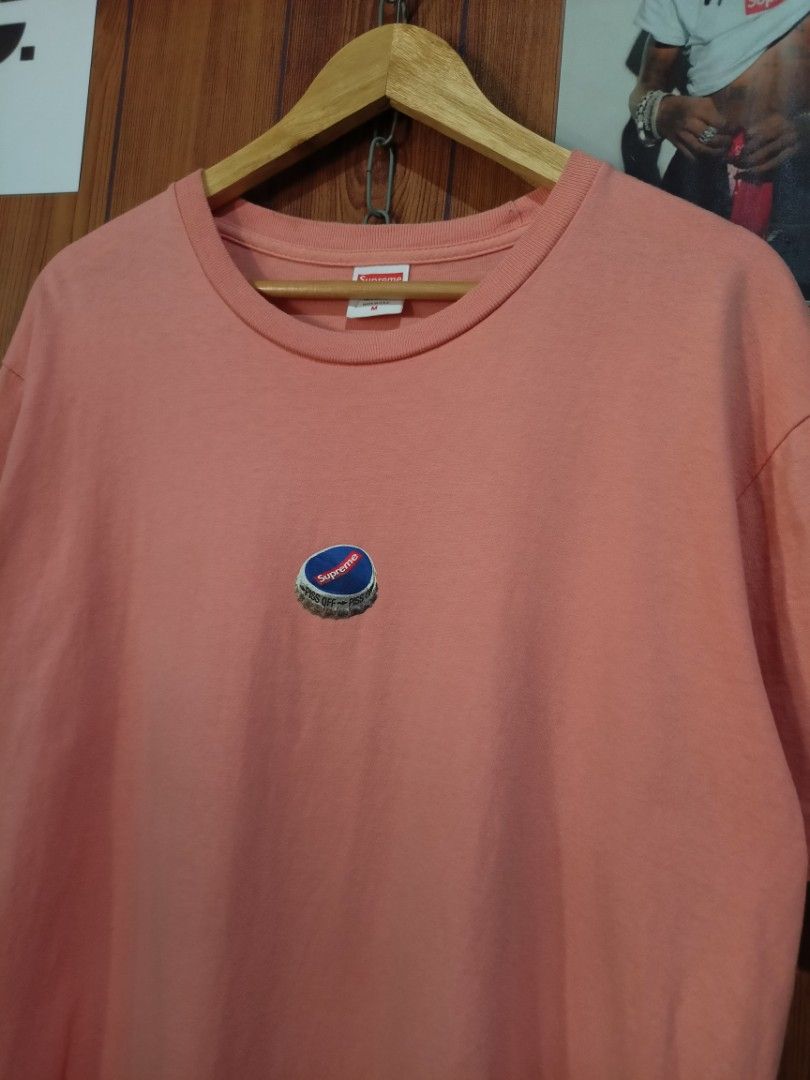 Supreme Bottle Cap Terra Cotta Tee (Salmon Pink) (Category: Tshirts & Polo Shirts ) located in Abucay. Submitted by vcc.plug (Listing ID 1469789765, Image 3). Description: 100% Authentic 22.5 x 28.5 Large 🏷️ Still excellent • No major flaws • Ready to wear COLOR MAY VARY DUE TO LIGHTNING ONLY.