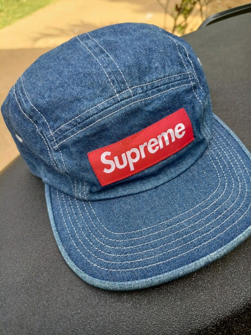 Supreme Washed Chino Twill Denim Camp Cap (Category: Caps & Hats) located in Abucay. Submitted by vcc.plug (Listing ID 1468995008, Image 2). Description: Adult | One size fits all Still excellent (check pics) Slight nego 📌.