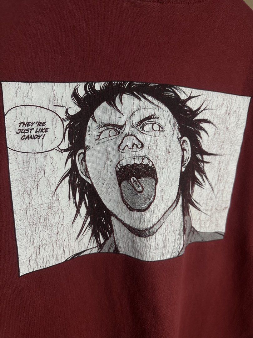 Supreme x Akira Pill Tee (Category: Tshirts & Polo Shirts ) located in Marikina City. Submitted by swiftsian (Listing ID 1469761997, Image 3). Description: Authentic Supreme x Akira Pill Tee (Oxblood) - Size: Large - Issue: Crack Print - Color may vary due to lighting Shipping: Lalamove/J&T.