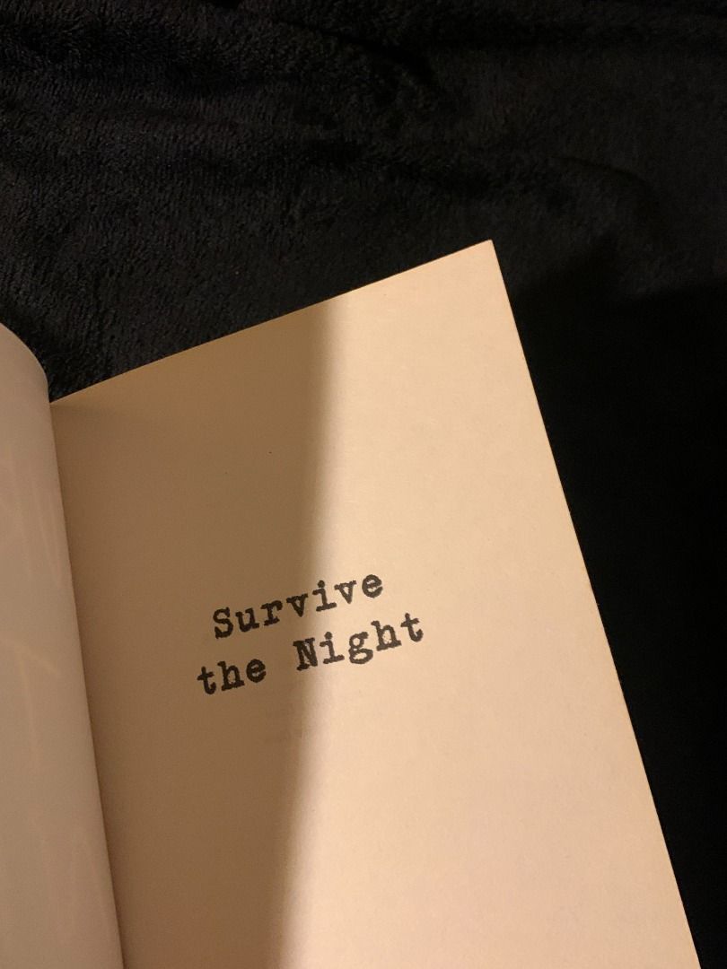Survive the Night by Riley Sager (Paperback) (Category: Storybooks) located in Porac. Submitted by contrapasso (Listing ID 1469934217, Image 3). Description: Survive the Night by Riley Sager (Paperback) 💸 P450 + shipping fee - Slight tanning on the page edges and some creasing on the cover edges due to handling (see photos). - Aside from that, the rest of the book is in excellent condition! The pages are clean and the binding is solid. No annota