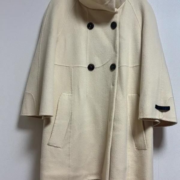 SYSTEM Cream Double Half Coat, Women's Fashion, Coats, Jackets and ...