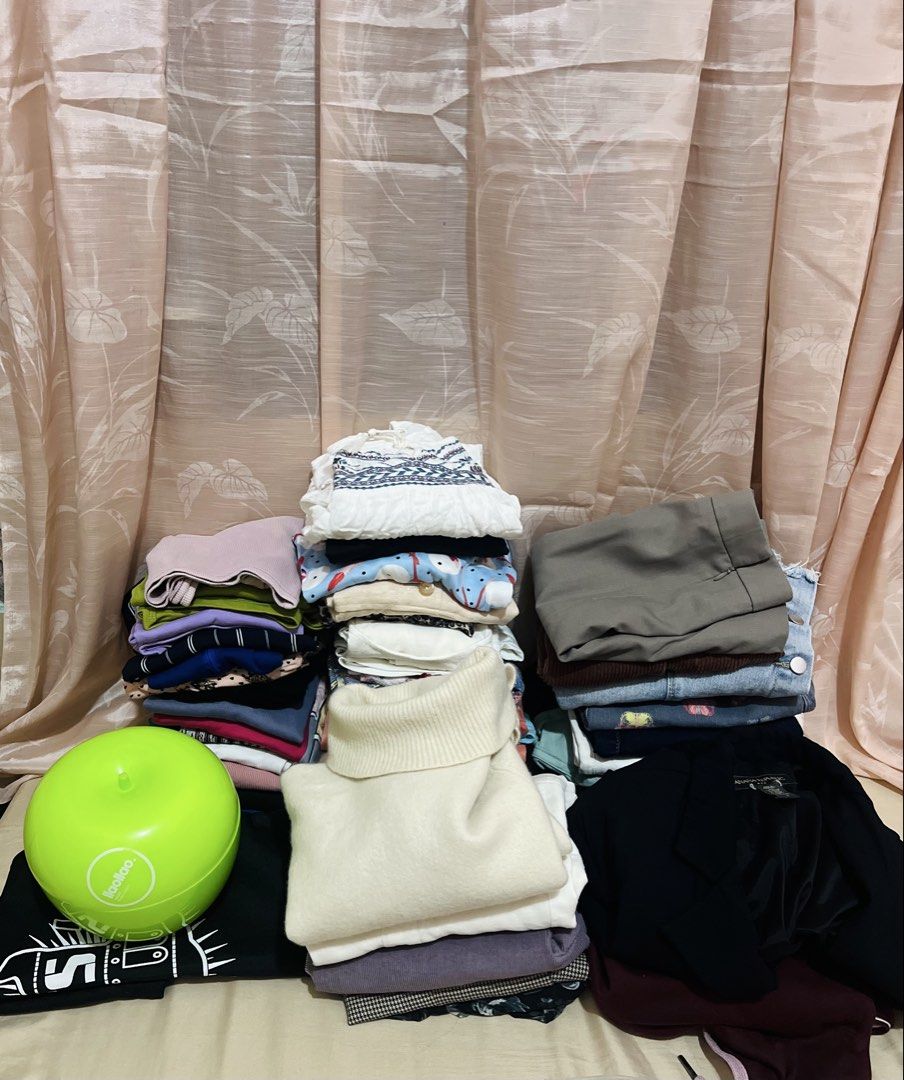 Take All 50 Items Clothing Bundle (Category: Skirts) located in Quezon City. Submitted by leilumiereclassique (Listing ID 1469769975, Image 1). Description: - Massive 50-item bundle containing a great mix of clothing and fun extras - Wardrobe staples included: shorts, pants, skirts, coats, hoodie, crop tops, dresses, blouses, turtleneck, and t-shirts - Variety of pieces: includes both branded and unbranded items - Bonus collectibles: Llao Llao li