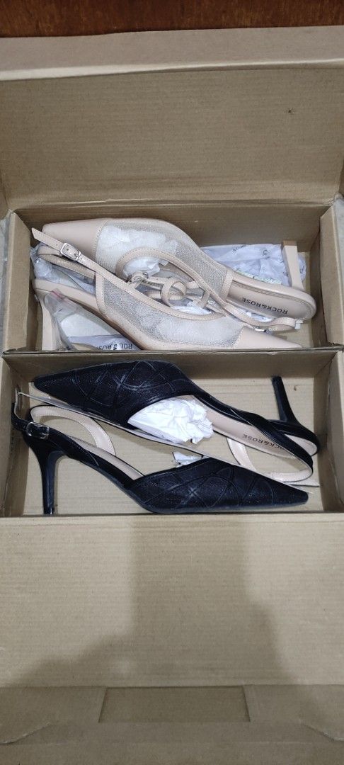 TAKE ALL ROCK & ROSE HEELS SIZE 39 (Category: Heels) located in Pateros City. Submitted by Mixed.Selection (Listing ID 1469921508, Image 3). Description: 👠 ROCK & ROSE HEELS FOR SALE! 🤍🖤 3 inches 🔥 TAKE BOTH PAIRS FOR ONLY ₱1,500! 🔥 ✔️ Original Rock & Rose ✔️ Elegant pointed-toe design ✔️ Adjustable ankle straps ✔️ Neutral colors, easy to match with outfits 📍 Pateros or delivery via courier (shipping fee c/o buyer). Video available upon req