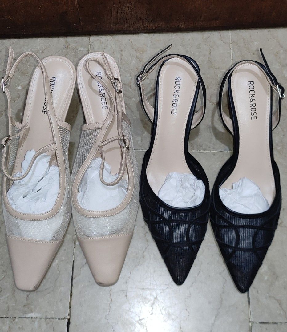 TAKE ALL ROCK & ROSE HEELS SIZE 39 (Category: Heels) located in Pateros City. Submitted by Mixed.Selection (Listing ID 1469921508, Image 1). Description: 👠 ROCK & ROSE HEELS FOR SALE! 🤍🖤 3 inches 🔥 TAKE BOTH PAIRS FOR ONLY ₱1,500! 🔥 ✔️ Original Rock & Rose ✔️ Elegant pointed-toe design ✔️ Adjustable ankle straps ✔️ Neutral colors, easy to match with outfits 📍 Pateros or delivery via courier (shipping fee c/o buyer). Video available upon req
