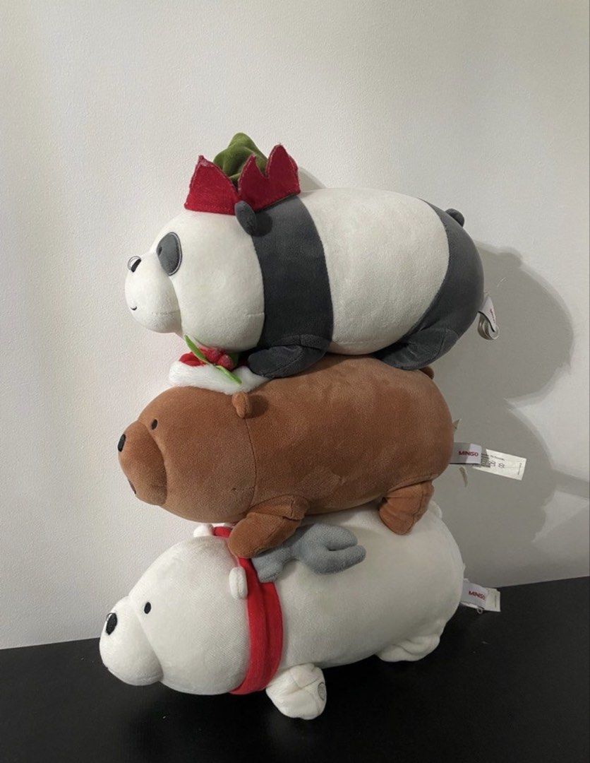 TAKE ALL we bare bears trio (Category: Plushies & Soft Toys) located in Quezon City. Submitted by esa.alvrzz (Listing ID 1469898924, Image 2). Description: ORIGINAL BRAND FROM MINISO Location: 📍Deparo north caloocan and 📍Cubao, quezon city rfs: declutter.