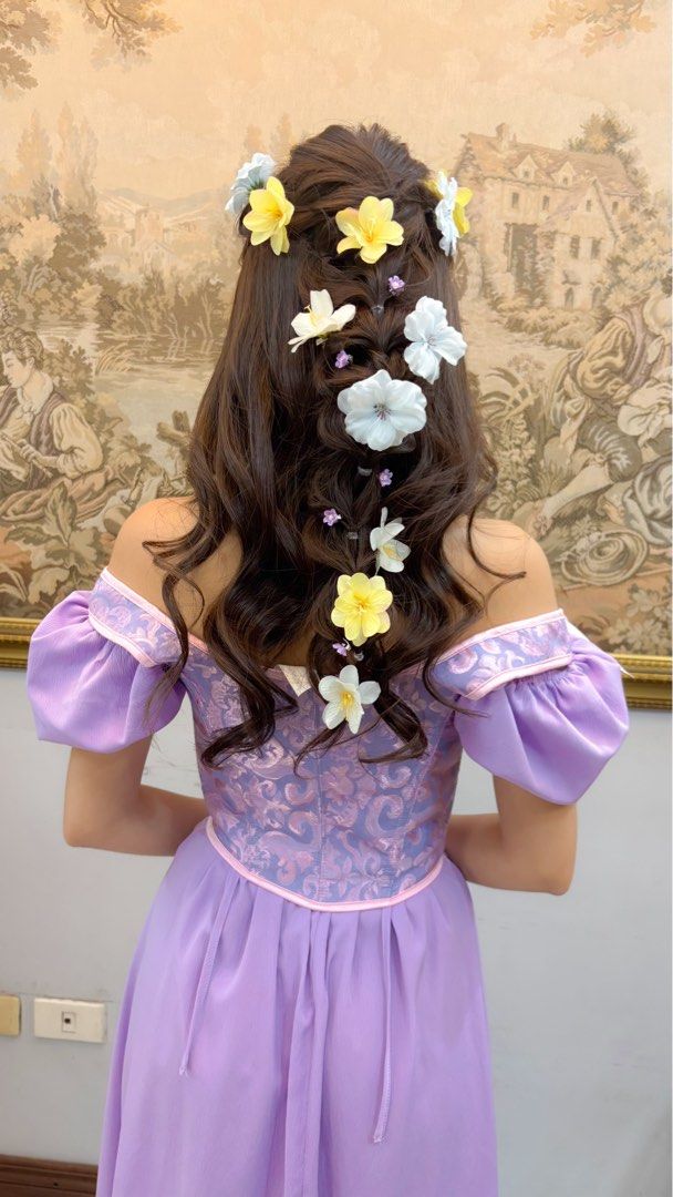 Tangled Rapunzel Costume (XS-S) (Category: Dresses) located in Taguig. Submitted by lindsey18 (Listing ID 1469820119, Image 3). Description: Tangled Rapunzel Costume Selling my version of this costume 💐 Everything is bought from Shein but I had the lilac dress altered to be more suitable as an off-shoulder style. Selling as a SET which includes the dress, corset, and flowers. Take all only. The lilac dress is smocked at the back so it can fit up