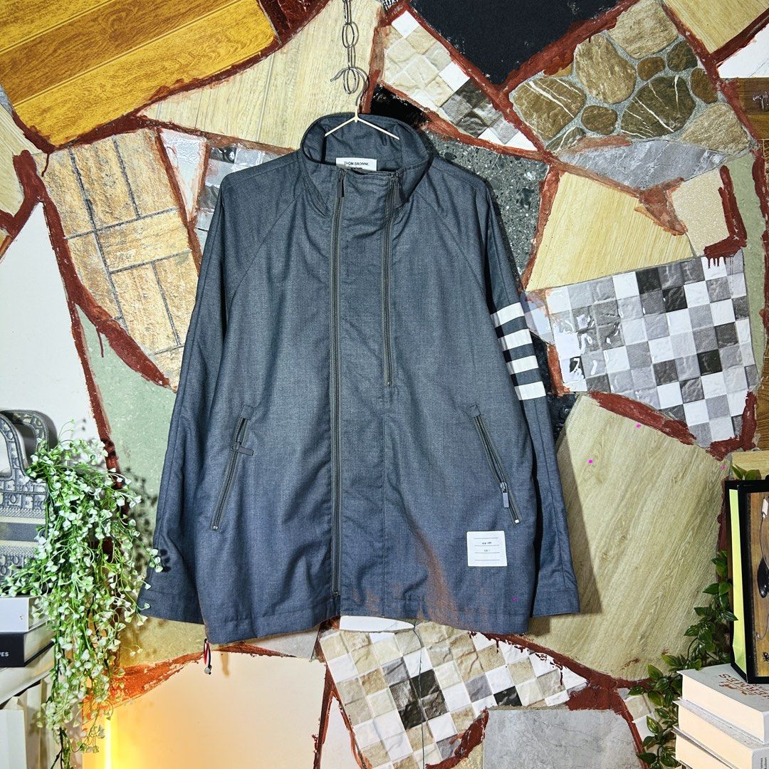 Thom browne jacket (Category: Luxury Apparel) located in Baguio. Submitted by kckc_luxury (Listing ID 1469916072, Image 1). Description: 🌸 TINY PINK SPOTS ARE LENS DAMAGE, NOT CLOTH STAINS ————————— ❗️KINDLY READ BEFORE MAKING AN OFFER❗️ LISTING DETAILS size:Large width x length (inches):23x28 condition: EXCELLENT --- MOP: Gcash / BPI MOD: J&T / JRS LOCATION: Baguio City --- NOTE: • Manage your expectations • Photos did not go under any edit but