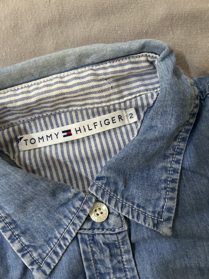 Tommy Hilfiger Denim Sleeveless Button-Down Shirt Size 2 (Category: Babies & Kids Fashion) located in Quezon City. Submitted by poaimommy (Listing ID 1469768263, Image 2). Description: - Brand: Tommy Hilfiger - Style: Light wash denim sleeveless button-down shirt - Size: 2 (preteen size) - used once.