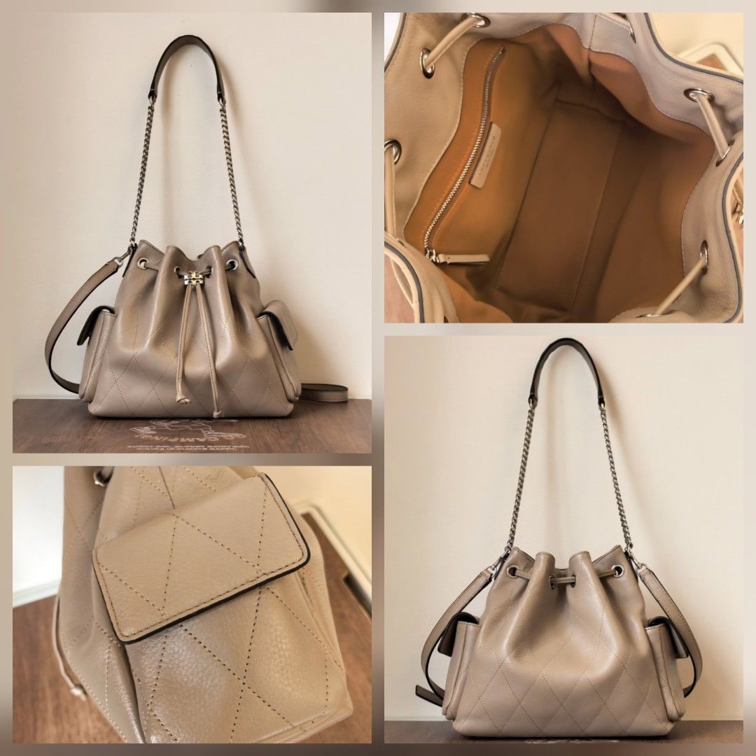 Tory Burch Charlie Quilted Drawstring Bag - Small Maple (Category: Shoulder Bags) located in Cavite. Submitted by sophisticada_bellas (Listing ID 1469796651, Image 1). Description: 📍All posted items are authentic and brand new. 🌸.