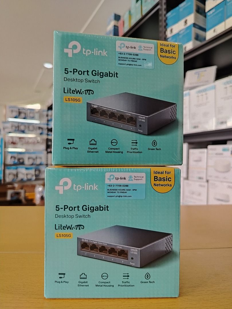 TP-Link LS105G 5-port Gigabit Desktop Switch | Gigabit Network Switch (Category: Office & Business Technology) located in Pasig City. Submitted by technofuseofficial (Listing ID 1469829846, Image 1). Description: TP-Link LS105G 5-port Gigabit Desktop Switch | Gigabit Network Switch Brand New and Original Items Store Location: 3Rd Floor Unit 303, 604 Shaw Boulevard, Barangay Kapitolyo, Pasig City Same Day Delivery: - Lalamove delivery within Metro