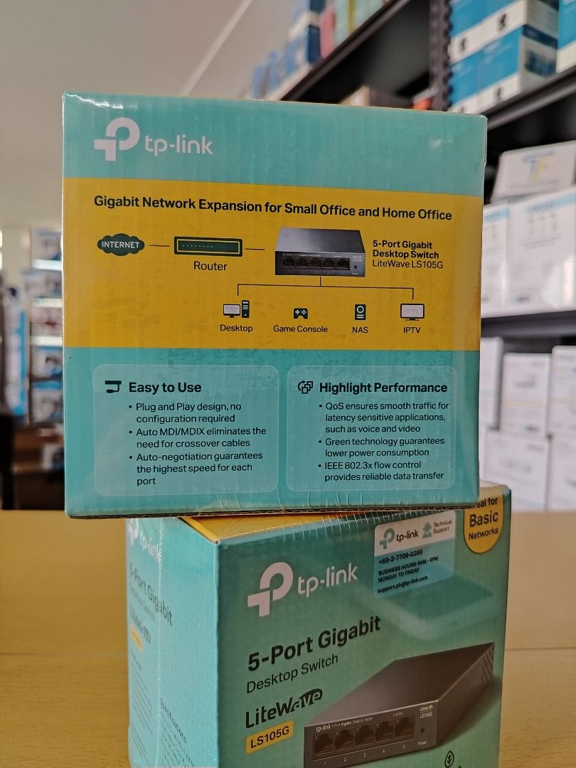 TP-Link LS105G 5-port Gigabit Desktop Switch | Gigabit Network Switch (Category: Office & Business Technology) located in Pasig City. Submitted by technofuseofficial (Listing ID 1469829846, Image 2). Description: TP-Link LS105G 5-port Gigabit Desktop Switch | Gigabit Network Switch Brand New and Original Items Store Location: 3Rd Floor Unit 303, 604 Shaw Boulevard, Barangay Kapitolyo, Pasig City Same Day Delivery: - Lalamove delivery within Metro