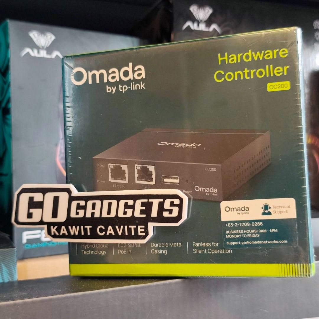TP-Link Omada Hardware Controller OC200 (Category: Networking) located in Cavite. Submitted by jerickher83429 (Listing ID 1469817571, Image 1). Description: - Brand: TP-Link Omada Hardware Controller (Model: OC200) - Condition: Brand new, sealed packaging with shrink wrap intact, factory box included - Hybrid Cloud Technology: Manage your network anytime, anywhere - Power: Supports 802.3af/at PoE (Power over Ethernet) - Build: Durable metal casin