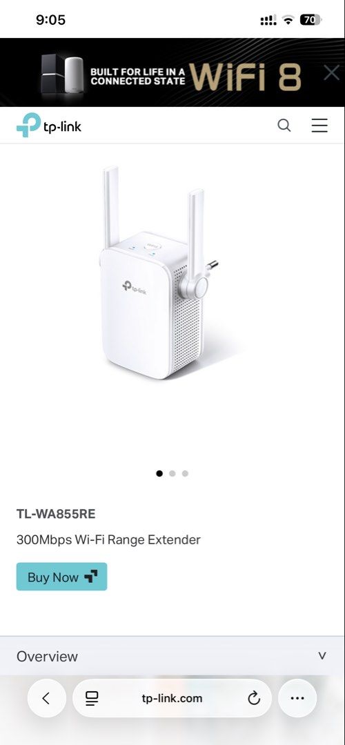 TP-Link TL-WA855RE 300Mbps Wi-Fi Range Extender (Category: Networking) located in Valenzuela. Submitted by nicxxsantos (Listing ID 1469887236, Image 1). Description: - Model: TP-Link TL-WA855RE Wireless Range Extender - Boosts Wi-Fi coverage to eliminate dead zones at home - Dual external antennas ensure fast and stable connections - Compact wall plug design saves space - Compatible with any standard router - Quick and easy setup via the WPS butt