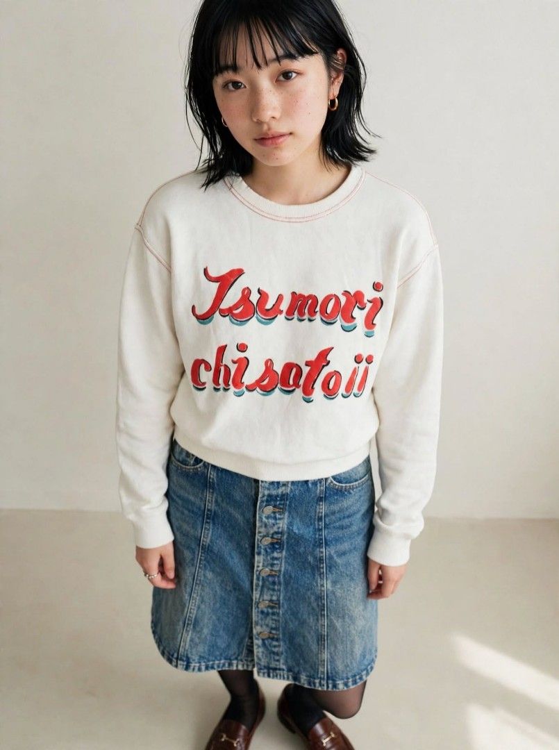 Tsumori Chisato Logo Print Sweatshirt (Category: Others Tops) located in Castillejos. Submitted by lalainecloset22 (Listing ID 1469793778, Image 1). Description: - Brand: Tsumori Chisato (Issey Miyake) - Item: Logo Print Sweatshirt - Size: M (EU 38 / UK 10 / US 6) - Color: Off-white with red and blue graphic lettering - Condition: 4/4 (Very good, well-maintained) - Features: Contrast red stitching details, soft crewneck style, great for layering 