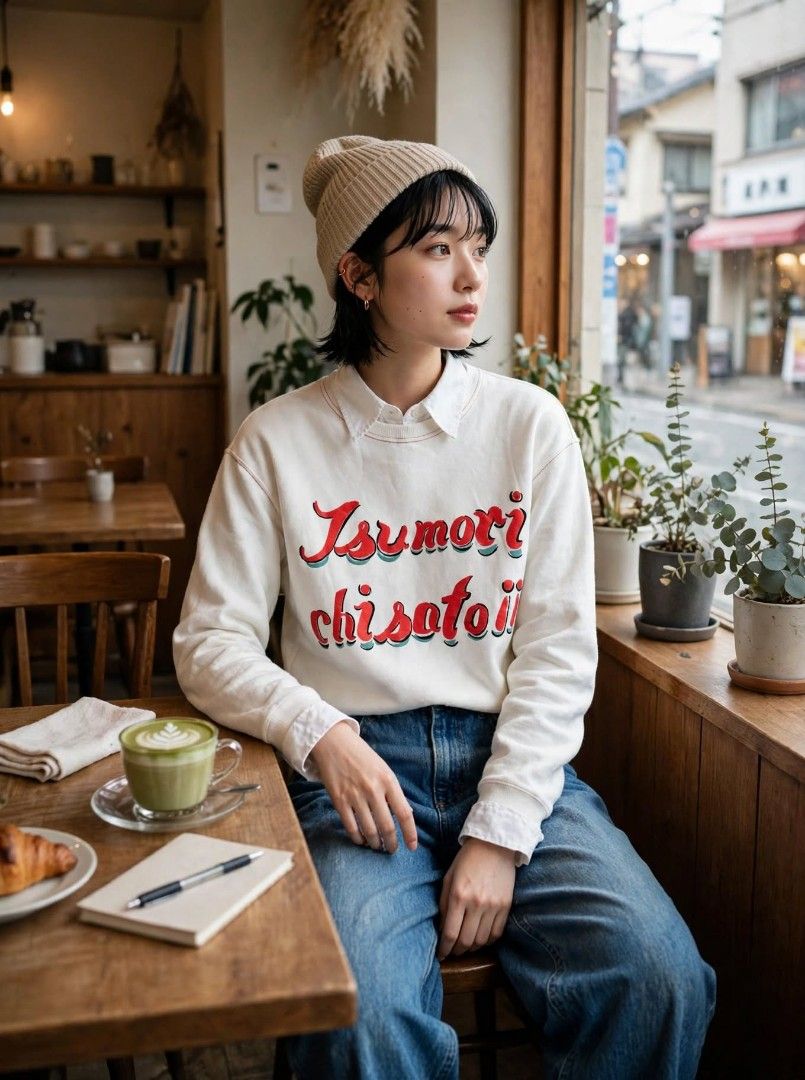 Tsumori Chisato Logo Print Sweatshirt (Category: Others Tops) located in Castillejos. Submitted by lalainecloset22 (Listing ID 1469793778, Image 2). Description: - Brand: Tsumori Chisato (Issey Miyake) - Item: Logo Print Sweatshirt - Size: M (EU 38 / UK 10 / US 6) - Color: Off-white with red and blue graphic lettering - Condition: 4/4 (Very good, well-maintained) - Features: Contrast red stitching details, soft crewneck style, great for layering 