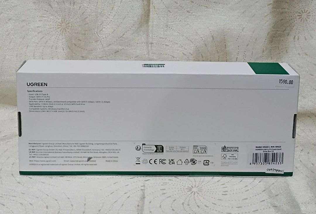 UGREEN 3.5” SATA External HDD Enclosure (Category: Hard Disks & Thumbdrives) located in Manila. Submitted by cutieava (Listing ID 1469945328, Image 2). Description: 🚀 UGREEN 3.5” SATA External HDD Enclosure 💾 Turn your internal HDD/SSD into external storage! Supports 2.5” & 3.5” SATA drives, with USB 3.0 Type-C connectivity and speeds up to 5Gbps. Plug-and-play convenience, no tools needed! Perfect for backups, files, and extra storage. 🔥.