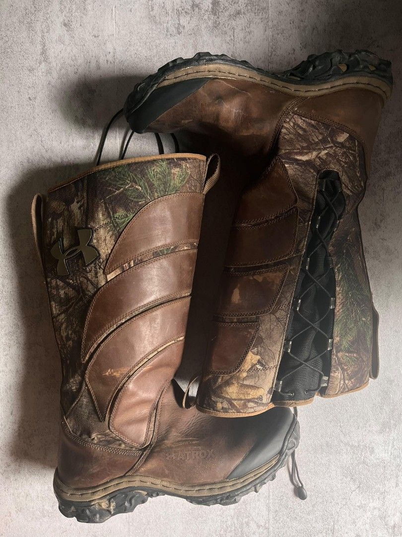 Under Armour Fat Lux (Category: Boots) located in Manila. Submitted by _thrift_time (Listing ID 1469799585, Image 1). Description: Authentic Under Armour Outdoor / Hunting Boots. RealTree Camo, Waterproof Leather. Good Tread.
