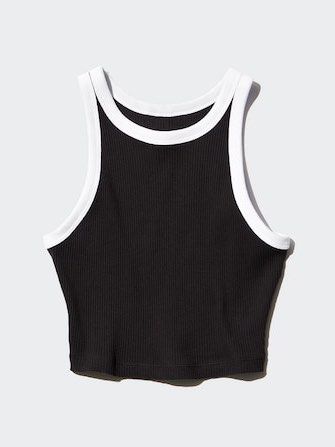 Uniqlo Black Ribbed Top (Category: Sleeveless) located in Paranaque City. Submitted by trendyclothesco (Listing ID 1469843955, Image 1). Description: - Brand: Uniqlo - Color: Black with white outline - Size: S (fits bust 77-83 cm) - Never used .