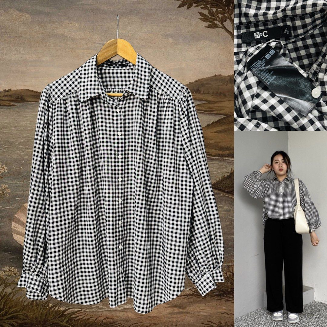 Uniqlo C: sheer blouse (gingham black) (Category: Activewear) located in Dasmarinas. Submitted by Ukaybes (Listing ID 1469799588, Image 1). Description: Uniqlo C: sheer blouse (gingham black) Size XL 27W 27.5L Excellent condition M/Mine: 570 DM: Name | Contact | Address & Brgy Please comment MINE only if you’re 100% sure and ready to pay. No return or exchange .