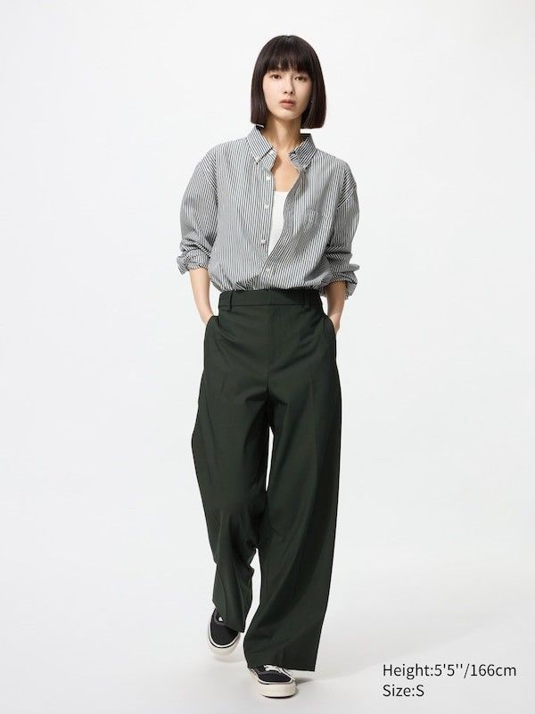 Uniqlo Smart Wide Pants (Category: Other Bottoms) located in Manila. Submitted by shopjenerous (Listing ID 1469780954, Image 1). Description: bought for 1990 Details ⁃ Wider hems create a modern. wide straight silhouette ⁃ No tucks for a sharper look - Mid-rise waist for a compact look around the hips - Wrinkle-resistant after washing for easy care.* *Shape to dr after washing. Function details ⁃ Sheer: Not Sheer(Only 30 Natural is slightly sheer