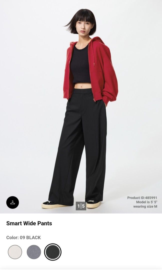Uniqlo Smart Wide Pants (Category: Other Bottoms) located in Manila. Submitted by shopjenerous (Listing ID 1469780954, Image 2). Description: bought for 1990 Details ⁃ Wider hems create a modern. wide straight silhouette ⁃ No tucks for a sharper look - Mid-rise waist for a compact look around the hips - Wrinkle-resistant after washing for easy care.* *Shape to dr after washing. Function details ⁃ Sheer: Not Sheer(Only 30 Natural is slightly sheer