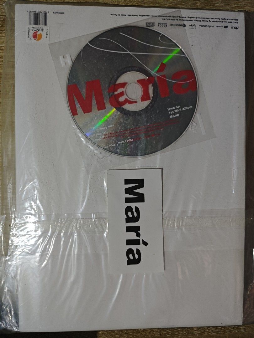 [UNSEALED] MAMAMOO Hwasa - María (Category: CDs & DVDs) located in Makati City. Submitted by m-and-m (Listing ID 1469880478, Image 2). Description: - Artist & Album: Hwa Sa - 1st Mini Album 'María' A & B edition available (220 each) - Release Date: June 2020 under RBW - Inclusions: Physical CD and photobook - No PC or ticket.