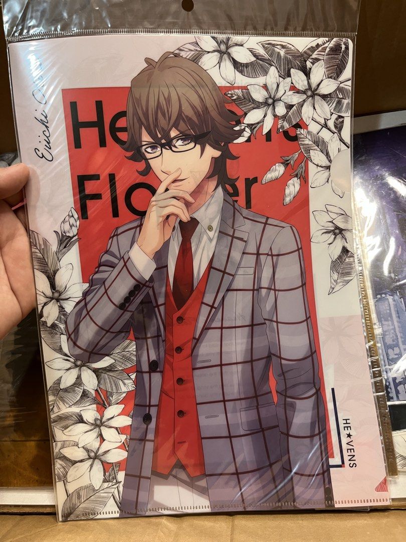 UtaPri HE VENS Eichi Otori Heaven's Flower Clear File Folder (Category: Stationery & School Supplies) located in Gapan. Submitted by lunashop14 (Listing ID 1469838554, Image 1). Description: - Official Broccoli merchandise from Uta no Prince-sama - Character: Eichi Otori (HE*VENS) - Design: Checkered suit with floral accents, plus a quote and letter E on the back - Condition: Brand new, sealed in original plastic packaging with barcode sticker - 