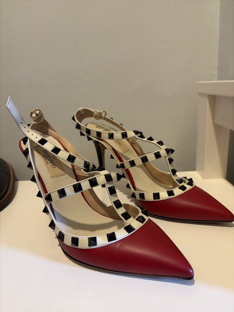 Valentino Rock Stud Heels (Category: Sneakers & Footwear) located in Manila. Submitted by rd_sell (Listing ID 1469780090, Image 2). Description: Original Valentino Rock Stud with box, shoe bags, and original receipt from Italy. Barely used (less than 10 times).