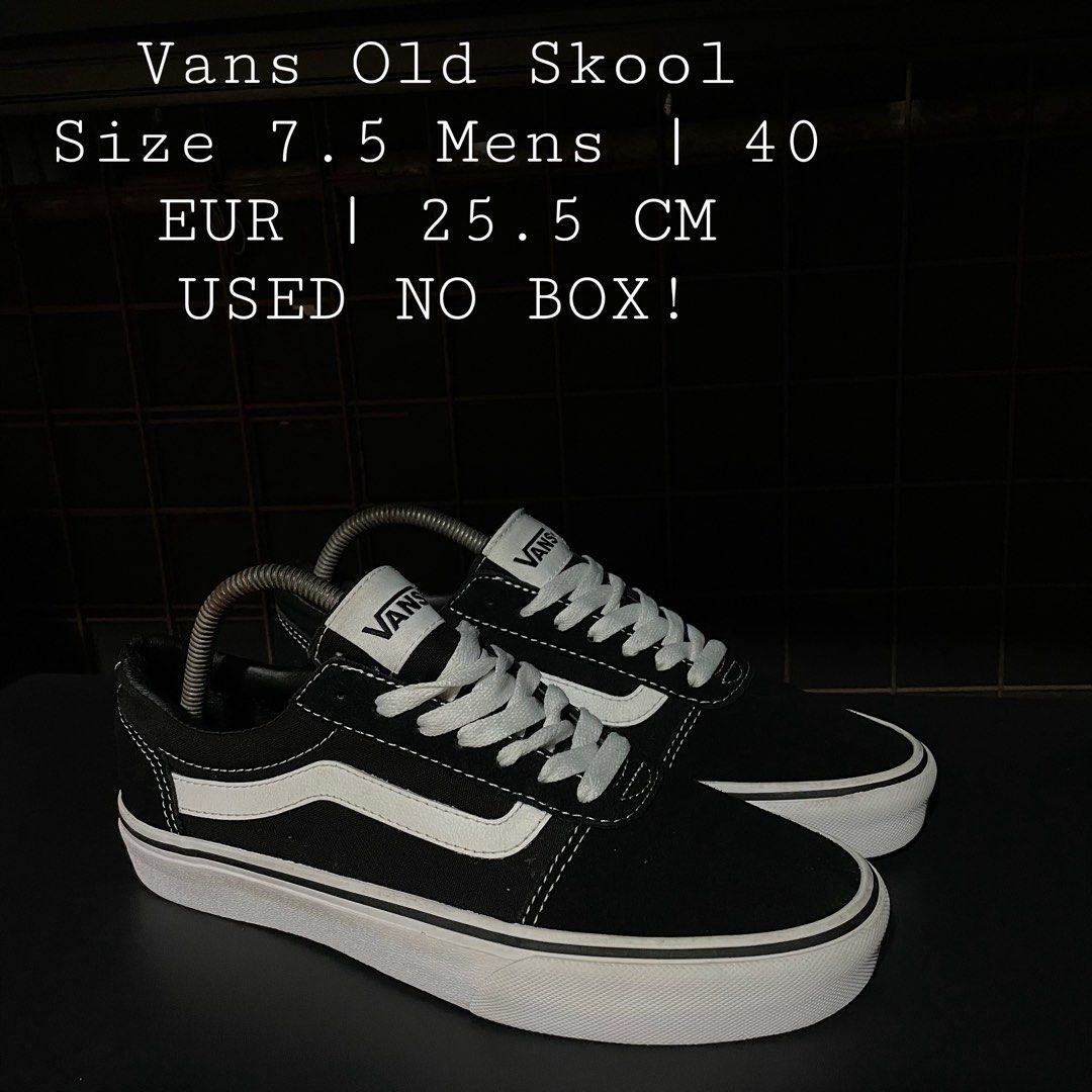 Vans Old Skool Black White (Category: Sneakers) located in Quezon City. Submitted by rezzle_ (Listing ID 1469879629, Image 1). Description: VANS OLD SKOOL SIZE 7.5 MENS USED NO BOX!.