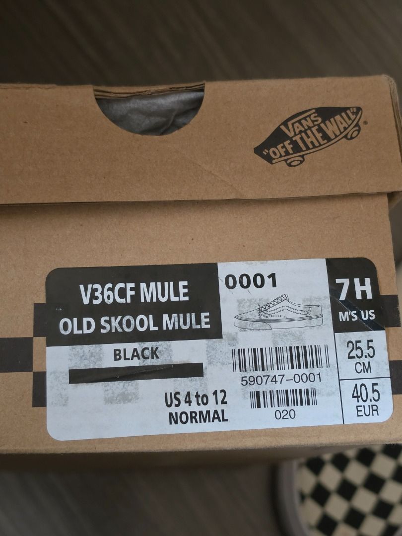 Vans Old Skool Mule Checkerboard Black White (Category: Sneakers) located in Caloocan City. Submitted by wr_lo715 (Listing ID 1469769712, Image 2). Description: - Brand: Vans - Style: Checkerboard Mule / Slip-on - Color: Black and White - Size: Men's US 7.5 / 25.5 cm / EUR 40.5 (Normal width) - Condition: Clean upper canvas and soles - Inclusion: Original box included.