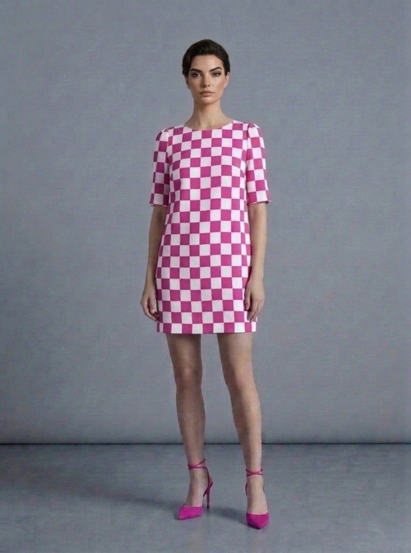 VERO MODA Pink & White Checkered Shift Dress S-M (Category: Dresses) located in Bacoor. Submitted by aithriftcloset (Listing ID 1469937895, Image 2). Description: 🎯All sizes are based on my manual measurements to guarantee a good fit. Please check the manual dimensions in the description. 👗🇯🇵VERO MODA Pink & White Checkered Shift Dress Small on Tag but fits to Medium Frame ✨ Product Details •🏷Brand: VERA MODA 170/88A • 🧵 Fabric: High-qualit