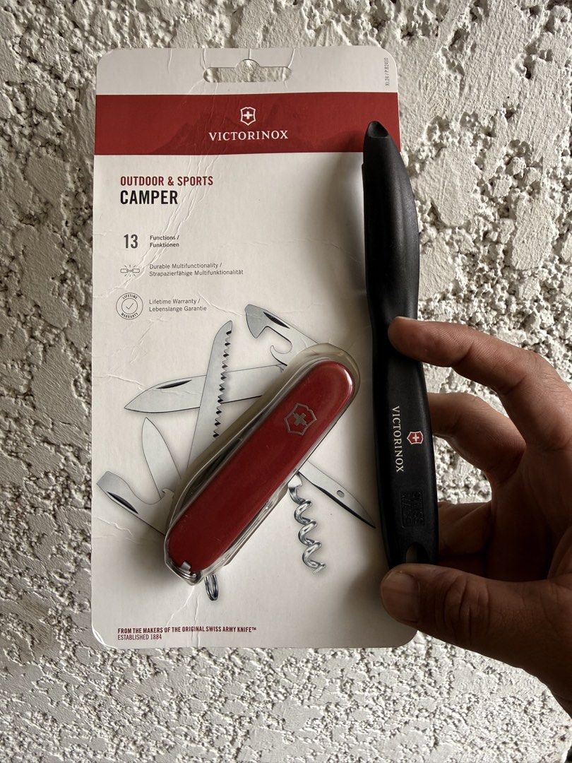 VICTORINOX (Category: Hiking & Camping) located in Calamba. Submitted by transitory (Listing ID 1469876564, Image 1). Description: For Sale VICTORINOX multi tool CAMPER (Outdoor and Sports) 13 functions Swiss Made Brand new freebie: Victorinox peeler ₱3,000 Calamba,Laguna location J&T shipping or Lalamove c/o buyer 09165870869 Pm or comment for faster transaction Salamat .