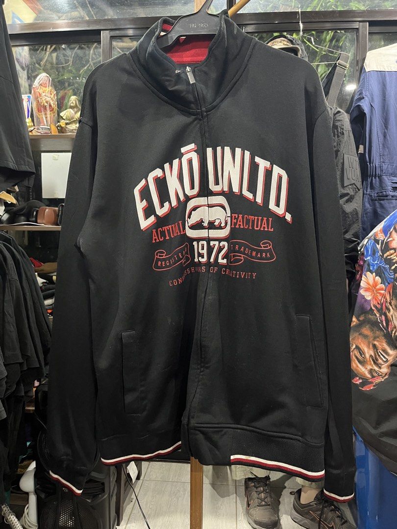 Vintage Y2K Ecko Unlimited Fullzip Track Jacket / Black / Large (Category: Coats, Jackets and Outerwear) located in Camalaniugan. Submitted by anarchymonopoly052128 (Listing ID 1469904241, Image 1). Description: Width: 24.5 Inches Length: 28.5 Inches Issue:Needs Rewash .