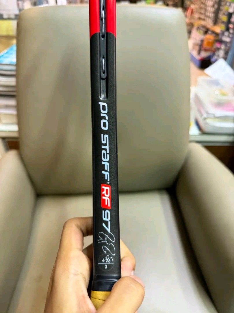 Wilson Pro Staff RF97 Autograp (Category: Racket and Ball Sports) located in Manila. Submitted by clevercrystal_254bfe (Listing ID 1469802941, Image 3). Description: Tennis Racket Wilson Pro Staff RF97 Autograph v1 String Pattern: 16x19 Grip 3.