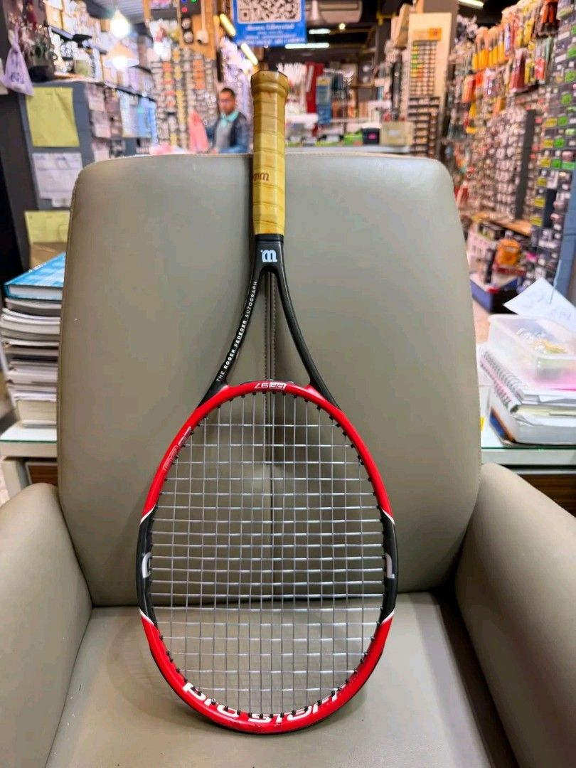 Wilson Pro Staff RF97 Autograp (Category: Racket and Ball Sports) located in Manila. Submitted by clevercrystal_254bfe (Listing ID 1469802941, Image 1). Description: Tennis Racket Wilson Pro Staff RF97 Autograph v1 String Pattern: 16x19 Grip 3.