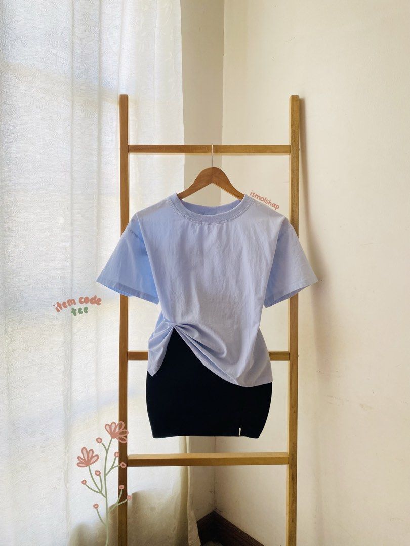 Blue Shirt, Comfy Wear (Category: Blouses) located in Imus. Submitted by ismolshap (Listing ID 1469822692, Image 1). Description: Size: ❀S: 19 inches ❀W: 21 inches ❀L: 22 inches Fit to Medium ✨ ❀ Item Description: GOOD AS NEW with NO ISSUE! Fabric’s cotton and thick but super comfy, it is slightly cropped pero hindi naman nag shoshow ng skin. It’s a basic tshirt in baby blue color. Definitely can be worn in casual setting or in errands daaay. Sli