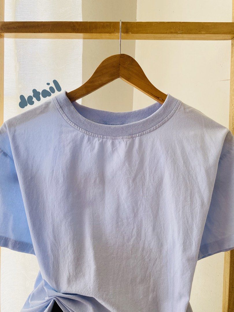 Blue Shirt, Comfy Wear (Category: Blouses) located in Imus. Submitted by ismolshap (Listing ID 1469822692, Image 2). Description: Size: ❀S: 19 inches ❀W: 21 inches ❀L: 22 inches Fit to Medium ✨ ❀ Item Description: GOOD AS NEW with NO ISSUE! Fabric’s cotton and thick but super comfy, it is slightly cropped pero hindi naman nag shoshow ng skin. It’s a basic tshirt in baby blue color. Definitely can be worn in casual setting or in errands daaay. Sli