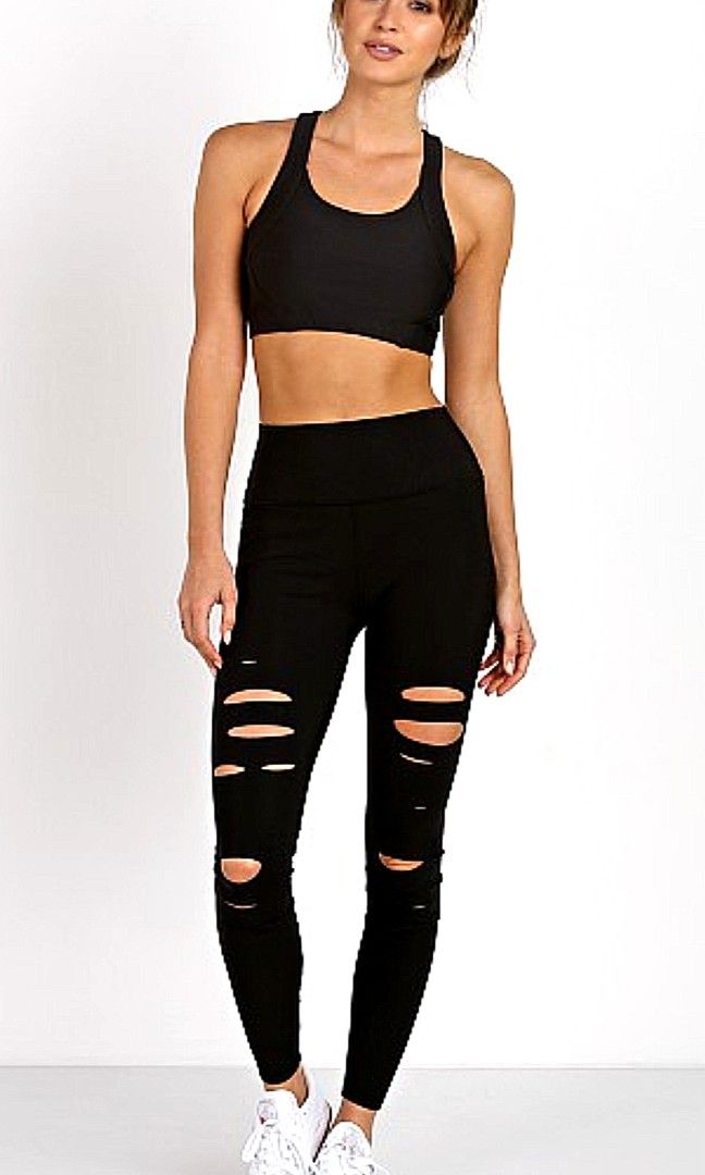 Womens Leggings (Category: Activewear) located in Davao. Submitted by johnlord28thriftco (Listing ID 1469907563, Image 3). Description: A L O Yoga Ripped warrior Leggings High Waisted/Elastic/Ripped Design XSmall 24-26 excellent.