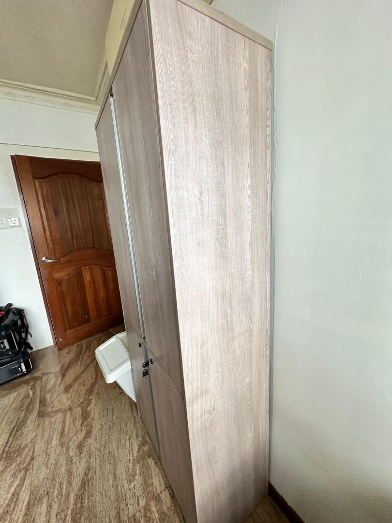 Wood Grain Storage Cabinet with Lockable Doors, Furniture & Home Living ...