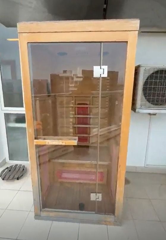 Wooden home sauna with glass door, Furniture & Home Living, Furniture ...