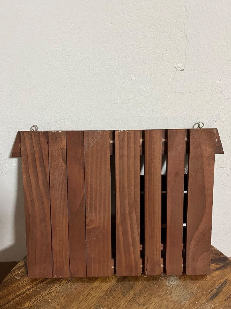Wooden Wall Organizer Key Holder Mail Rack Corkboard (Category: Wall Decor) located in Cabuyao City. Submitted by rdtrmt (Listing ID 1469801005, Image 3). Description: - Multi-functional wooden wall organizer for your entryway - Mail slot printed with 'HAVE A NICE DAY' and an inspiring Bible verse - Built-in corkboard pinboard for notes and reminders - Cute ceramic white cat figurine holding a red heart - Red 'Don't Forget' speech bubble accent -