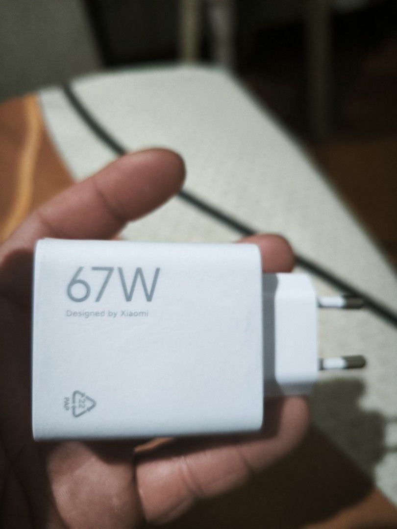 Xiaomi GAN 67W Wall Charger with Type C Cable (Category: Chargers) located in Quezon City. Submitted by dei_12 (Listing ID 1469912418, Image 2). Description: - Brand: Xiaomi - Model: GaN 67W Wall Charger - Includes: Original Type C cable - Condition: Brand New, never use. - Features: GaN technology for fast, efficient, and compact charging - Meetup Locations: Ayala Malls TriNoma, SM North EDSA, or Commonwealth Avenue.
