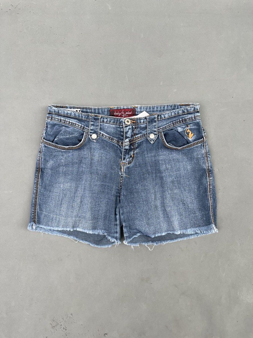 Y2K BABY PHAT BLUE DENIM SHORT (Category: Shorts) located in Quezon City. Submitted by kentstuff (Listing ID 1469903062, Image 1). Description: BABY PHAT Waist: 34-38 Length: 14 Leg opening: 11.5 Condition: Excellent CR: 9/10 Issue: ❌ DISCLAIMER: This is a thrifted item. All brands, logos, and trademarks belong to their rightful owners. We’re here to rehome great pieces — no brand affiliation intended.