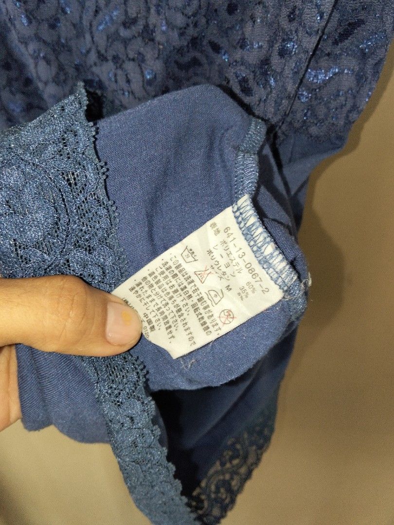 Y2k top Comfort Basic Blue Lace Camisole Size M (Category: Sleeveless) located in Bulacan. Submitted by glessantil41386 (Listing ID 1469776922, Image 3). Description: - Brand: Comfort Basic - Size: M - Color: Blue - Material: 60% polyester, 35% rayon, 5% polyurethane - Features: Floral lace chest panel, bottom lace trim, and adjustable thin shoulder straps - Condition: Great for everyday layering and comfortable wear.