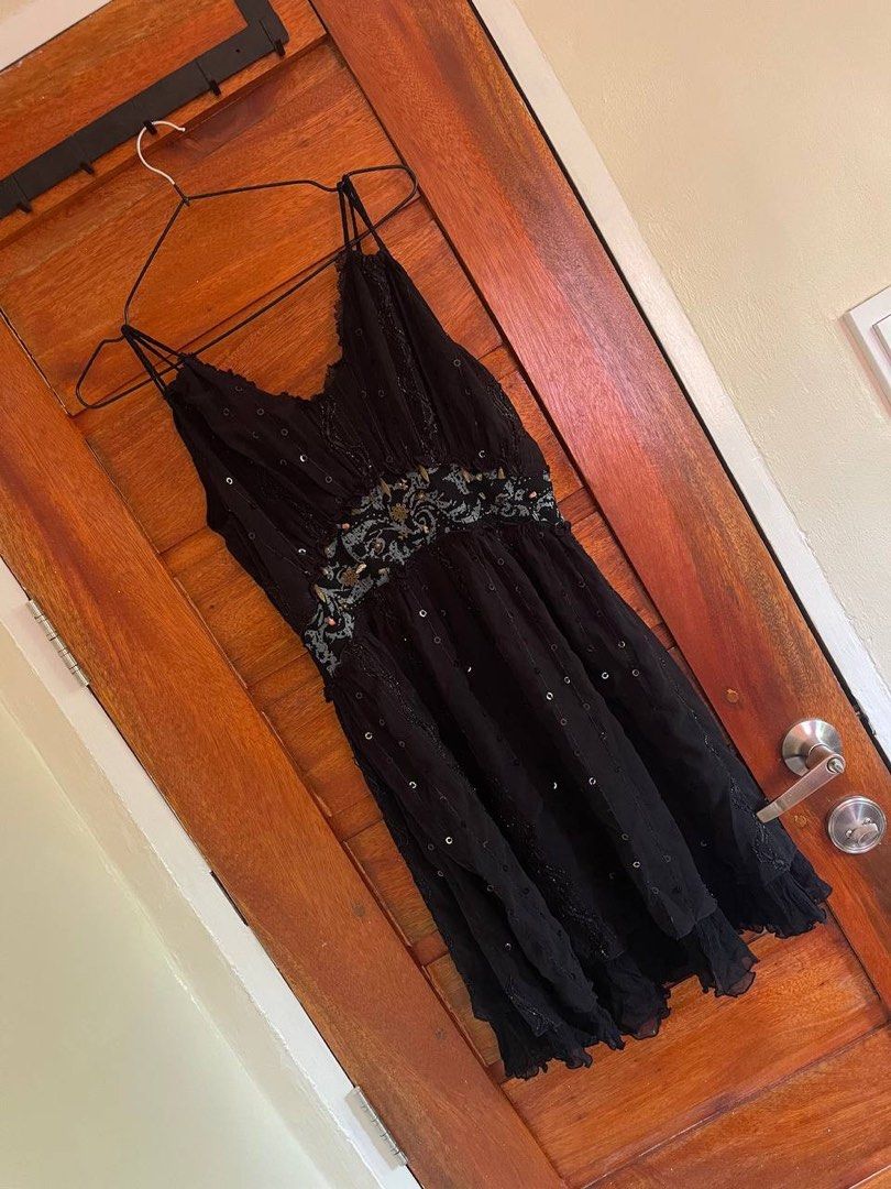 Y2K Whimsygoth Cami Dress (Category: Dresses) located in San Luis. Submitted by revibeee (Listing ID 1469778023, Image 3). Description: FOR SALE Y2K WHIMSYGOTH CAMI BEADED DRESS COLOR BLACK SIZE LARGE ON TAG BEST FIT SIZE MEDIUM BODY FRAME COLOR RATE 9/10 IN EXCELLENT CONDITION NO ISSUE WITH INNER LINING KINDLY CHECK THE PHOTOS FOR THE COMPLETE DETAILS NEED WASH ONLY WITH SIDE ZIPPER COLOR MAY VARY DUE TO LIGHTING MUST HAVE (STEAL PRICE) WITH MIN