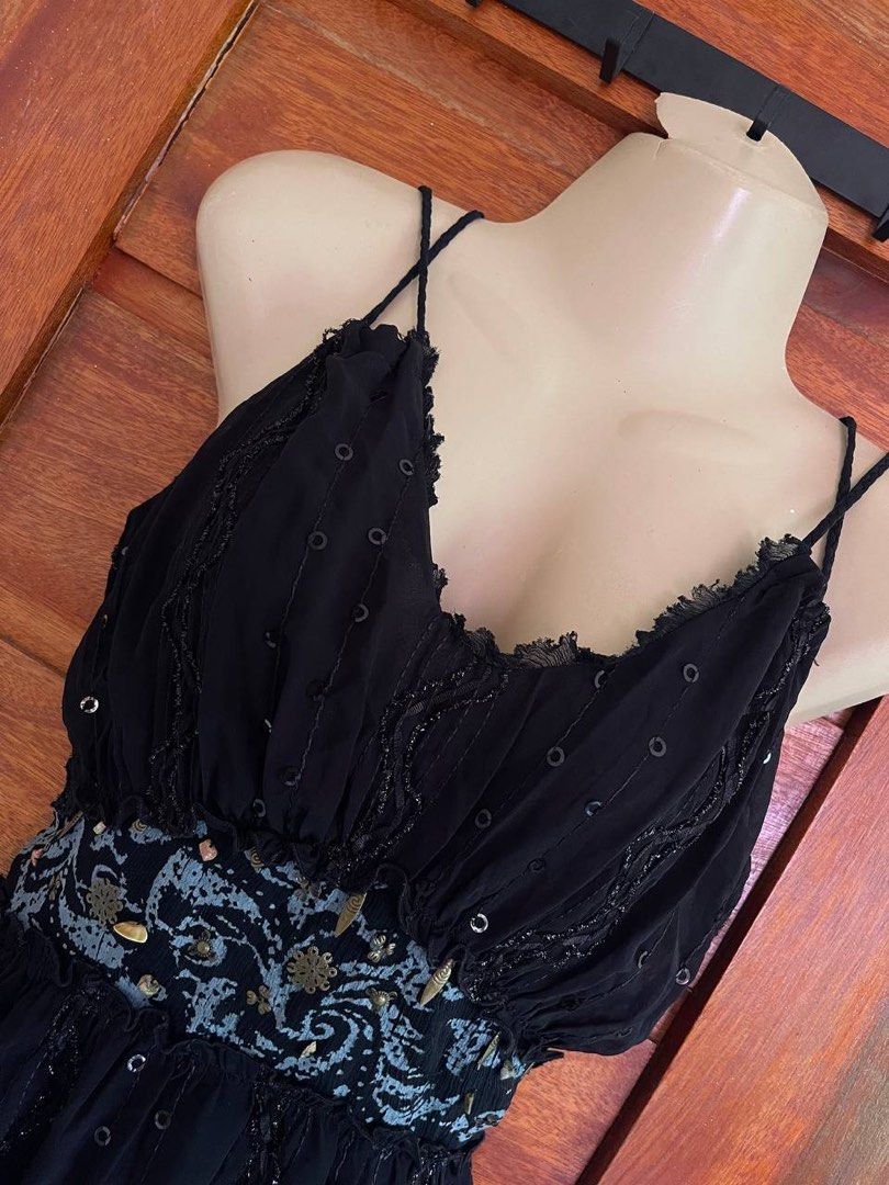 Y2K Whimsygoth Cami Dress (Category: Dresses) located in San Luis. Submitted by revibeee (Listing ID 1469778023, Image 2). Description: FOR SALE Y2K WHIMSYGOTH CAMI BEADED DRESS COLOR BLACK SIZE LARGE ON TAG BEST FIT SIZE MEDIUM BODY FRAME COLOR RATE 9/10 IN EXCELLENT CONDITION NO ISSUE WITH INNER LINING KINDLY CHECK THE PHOTOS FOR THE COMPLETE DETAILS NEED WASH ONLY WITH SIDE ZIPPER COLOR MAY VARY DUE TO LIGHTING MUST HAVE (STEAL PRICE) WITH MIN