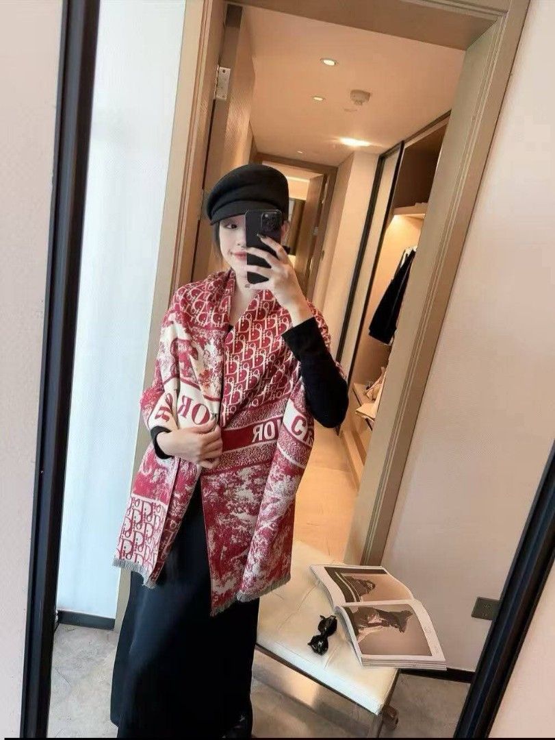 Winter Warm Shawl Scarf (Category: Scarves) located in Quezon City. Submitted by 88bagelya_ni_rhen88 (Listing ID 1469902450, Image 2). Description: Selection of designer-inspired print scarves in multiple colours including black, cream, blue, and red. Soft material, large oversized cut suitable for draping as a shawl or wrapping around the neck. Patterned with classic branding and nature motifs. Brand new in original plastic packaging, some items