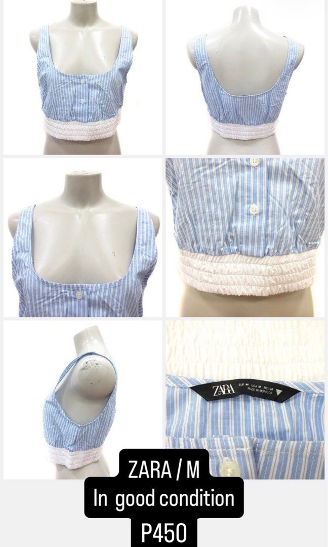 ZARA Blue Striped Crop Top Size M (Category: Blouses) located in Manila. Submitted by aeiru222 (Listing ID 1469887947, Image 1). Description: READ BEFORE ORDERING❗️ - before you message ask first if available :)) ETA will be on Dec 20. 📍Japan → Marikina City pm for reservations🧚‍♀️.
